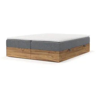 Pat boxspring gri/in culoare naturala cu spatiu de depozitare 180x200 cm Faro - Maison de Reve imagine