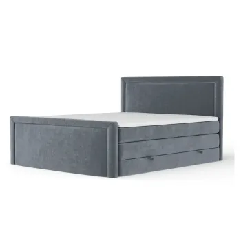 Pat boxspring gri inchis cu spatiu de depozitare 140x200 cm Lavenda - Maison de Reve imagine