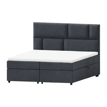 Pat boxspring gri inchis cu spatiu de depozitare 140x200 cm Lola - Ropez imagine