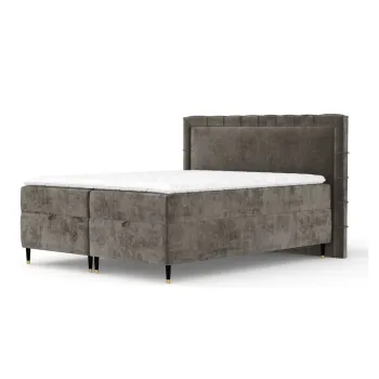 Pat boxspring gri inchis cu spatiu de depozitare 200x200 cm Voyage - Maison de Reve imagine
