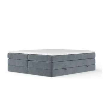 Pat boxspring gri inchis cu spatiu de depozitare/fara tablie 140x200 cm Juniper - Maison de Reve imagine