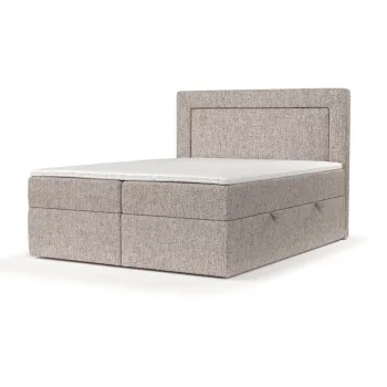Pat boxspring maro deschis cu spatiu de depozitare 140x200 cm Imagine - Maison de Reve imagine
