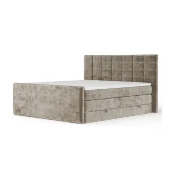 Pat boxspring maro deschis cu spatiu de depozitare 160x200 cm Ava - Maison de Reve imagine