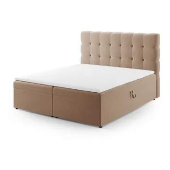 Pat boxspring maro deschis cu spatiu de depozitare 160x200 cm Bali - Cosmopolitan Design imagine