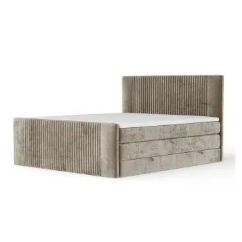 Pat boxspring maro deschis cu spatiu de depozitare 200x200 cm Bergamo - Maison de Reve imagine