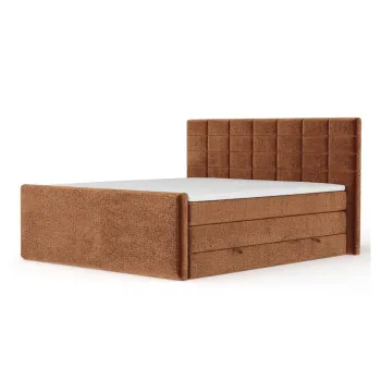 Pat boxspring portocaliu cu spatiu de depozitare 180x200 cm Ava - Maison de Reve imagine