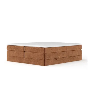 Pat boxspring portocaliu cu spatiu de depozitare/fara tablie 140x200 cm Juniper - Maison de Reve imagine