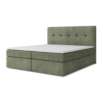 Pat boxspring verde cu spatiu de depozitare 140x200 cm Palta - Makamii imagine