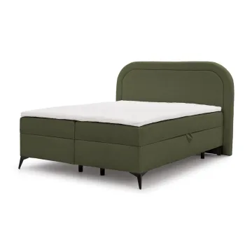 Pat boxspring verde cu spatiu de depozitare 200x200 cm Ornes - Ropez imagine