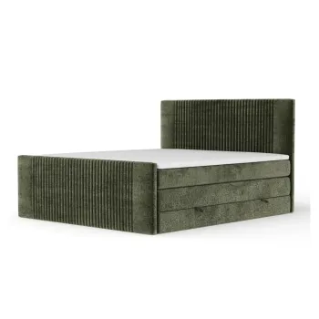 Pat boxspring verde inchis cu spatiu de depozitare 140x200 cm Bergamo - Maison de Reve imagine