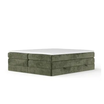 Pat boxspring verde inchis cu spatiu de depozitare/fara tablie 140x200 cm Juniper - Maison de Reve imagine