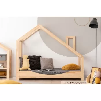 Pat din lemn de pin in forma de casuta Adeko Luna Elma, 80 x 160 cm imagine