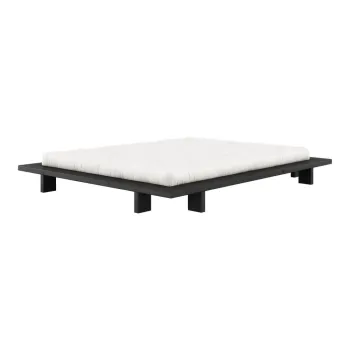 Pat dublu negru din lemn de pin cu grila 160x200 cm Japan - Karup Design imagine