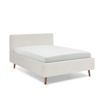 Pat dublu tapitat alb cu spatiu de depozitare cu somiera 140x200 cm Mattis - Meise Mobel imagine