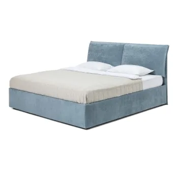Pat dublu tapitat albastru cu spatiu de depozitare cu saltea/ gratar 180x200 cm Thessa Pillow - Bonami Selection imagine