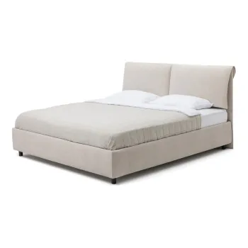 Pat dublu tapitat bej cu spatiu de depozitare cu saltea/ gratar 160x200 cm Myra Pillow - Bonami Selection imagine