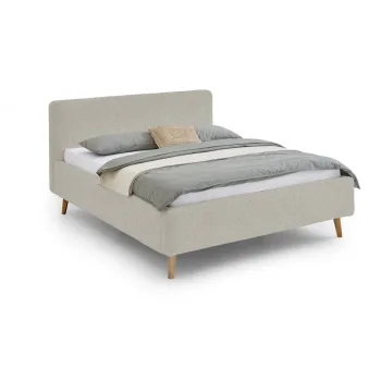 Pat dublu tapitat bej cu spatiu de depozitare cu somiera 180x200 cm Mattis - Meise Mobel imagine