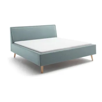 Pat dublu tapitat gri-albastru cu spatiu de depozitare si somiera 160x200 cm Frieda - Meise Mobel imagine