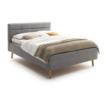 Pat dublu tapitat gri cu spatiu de depozitare cu somiera 140x200 cm Lotte - Meise Mobel imagine