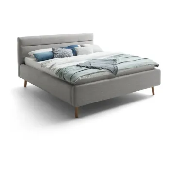 Pat dublu tapitat gri cu spatiu de depozitare cu somiera 160x200 cm Lotte - Meise Mobel imagine