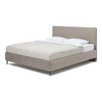 Pat dublu tapitat taupe cu saltea / gratar 180x200 cm Noira Slim - Bonami Selection imagine