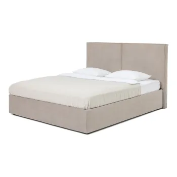 Pat dublu tapitat taupe cu spatiu de depozitare cu saltea / gratar 180x200 cm Thessa Bold - Bonami Selection imagine