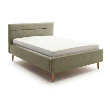 Pat dublu tapitat verde cu spatiu de depozitare cu somiera 140x200 cm Lotte - Meise Mobel imagine