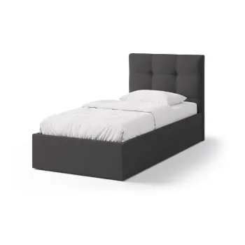 Pat gri antracit tapitat cu spatiu de depozitare cu somiera 90x200 cm Phaedra - Micadoni imagine