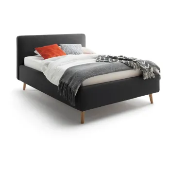 Pat gri antracit tapitat fara somiera 120x200 cm Mattis - Meise Mobel imagine