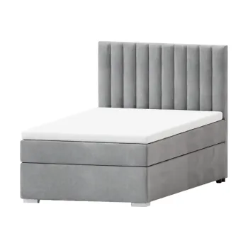 Pat gri deschis tapitat cu spatiu de depozitare cu somiera 100x200 cm Bunny - Ropez imagine