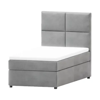 Pat gri deschis tapitat cu spatiu de depozitare cu somiera 80x200 cm Lena - Ropez imagine