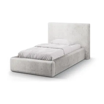 Pat gri deschis tapitat cu spatiu de depozitare cu somiera 90x200 cm Amy - Micadoni imagine