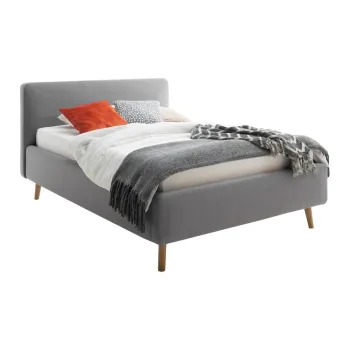 Pat gri deschis tapitat fara somiera 120x200 cm Mattis - Meise Mobel imagine