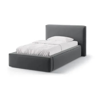 Pat gri tapitat cu spatiu de depozitare cu somiera 90x200 cm Jodie - Micadoni imagine
