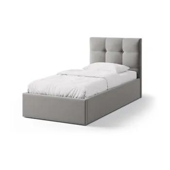 Pat gri tapitat cu spatiu de depozitare cu somiera 90x200 cm Phaedra - Micadoni imagine