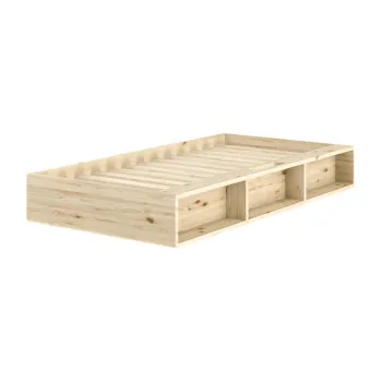 Pat in culoare naturala deschisa din lemn de pin fara tablie cu somiera 90x200 cm Ziggy - Karup imagine