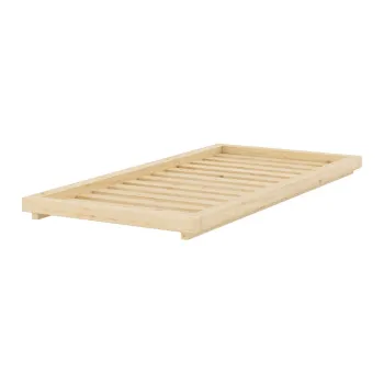 Pat in culoare naturala din lemn de pin fara tablie cu somiera 90x200 cm Dock - Karup imagine