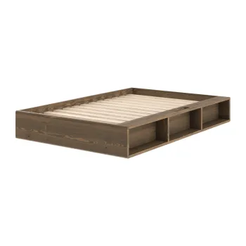 Pat in culoare naturala inchisa din lemn de pin fara tablie cu somiera 120x200 cm Ziggy - Karup imagine