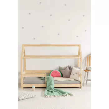 Pat in forma de casuta pentru copii din lemn de pin 120x200 cm Mila MB - Adeko imagine