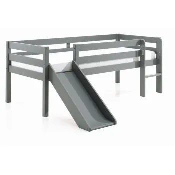 Pat inalt cu tobogan pentru copii gri 90 x 200 cm Pino - Vipack imagine