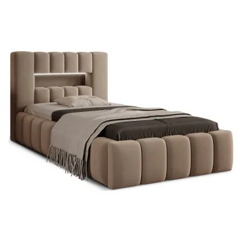 Pat maro deschis tapitat cu spatiu de depozitare cu somiera 90x200 cm Lamica - ELTAP imagine