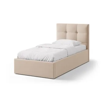 Pat maro deschis tapitat cu spatiu de depozitare cu somiera 90x200 cm Phaedra - Micadoni imagine