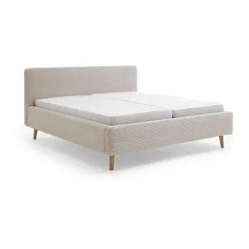 Pat matrimonial 140x200 cm bej tapitat Mattis Cord - Meise Mobel imagine