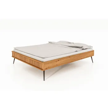 Pat matrimonial 140x200 cm din lemn de stejar Kula - The Beds imagine