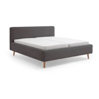 Pat matrimonial 140x200 cm gri tapitat Mattis Cord - Meise Mobel imagine