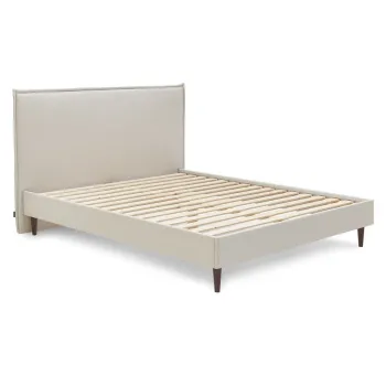 Pat matrimonial 160x200 cm bej tapitat cu somiera Sary - Bobochic Paris imagine