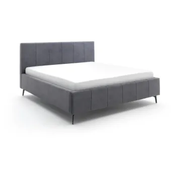 Pat matrimonial 160x200 cm gri antracit tapitat cu spatiu de depozitare cu somiera Lizzano - Meise Mobel imagine