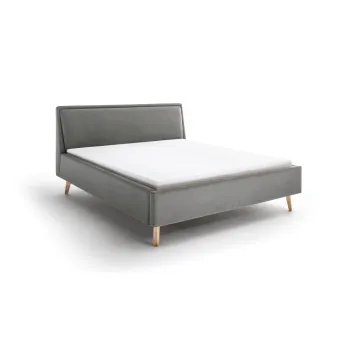 Pat matrimonial 160x200 cm gri deschis tapitat Frieda - Meise Mobel imagine