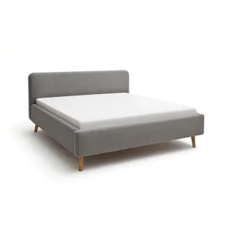 Pat matrimonial 160x200 cm gri tapitat Mattis - Meise Mobel imagine