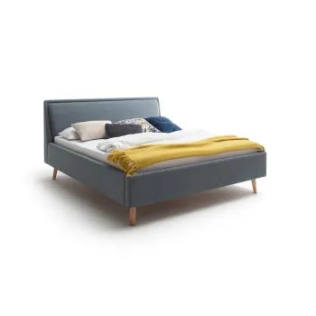 Pat matrimonial 160x200 cm verde/albastru tapitat cu spatiu de depozitare cu somiera Frieda - Meise Mobel imagine